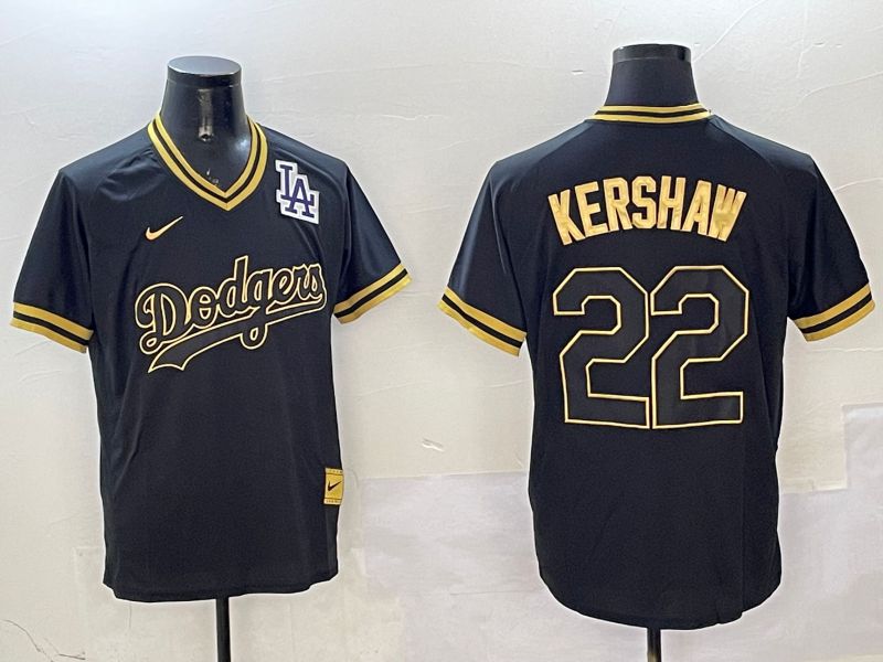 Men Los Angeles Dodgers #22 Kershaw Black Gold Game 2025 Nike MLB Jersey style 3256